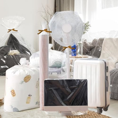 40" x 60" Extra Large Clear Plastic Storage Bags, 4 Pack Huge Waterproof Storage Bags with 4 Ties for Luggage, Suitcase, Furniture, Chair, Mini Bike, Holiday Decoration