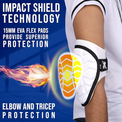 Exxact Sports Defender Baseball Elbow Guard - color: White, size: Adult (Small - Medium)