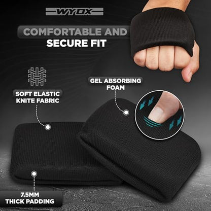 WYOX Boxing Hand Wraps & Gel Knuckle Guards Set for MMA, Muay Thai & Kickboxing - 2 Pair Hand Wraps + 1 Pair Knuckle Guards - Hand Wrist Protection for Men & Women Training - color: White/Black