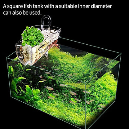 A/U Aquarium Fish Tank External Filter Box,3 in 1 Acrylic Filter Box Aquarium Hang On Filter Waterfall Increase Oxygen Water Purifier Aquarium Accessory for Round Aquarium Fish Bowl (M)