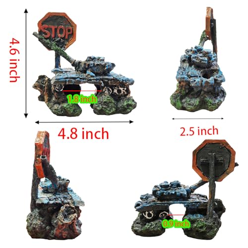 Fish Aquarium Decor Kit, Betta Hideout for Fish Tank - 6 Styles Options | Resin Sunken Tank Ornament, Betta Fish Hideout Cave, 6 Artificial Aquatic Plants, 40+ Seashells & 1 Floating Diver
