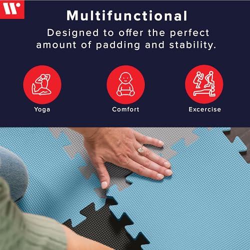 We Sell Mats Interlocking Foam Floor Tiles - 3/8" Thick Blue Mix 36-Pack - color: Sky Mix, size: 36 Square Feet (36 Tiles)