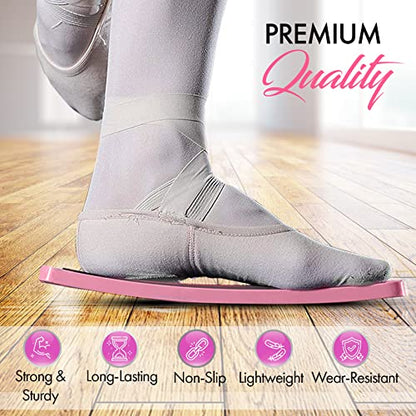 Turning Board for Dancers, Cheerleaders, Gymnasts, Ice Skaters | Improve Turns, Balance & Stability — Ballet Pirouette Trainer, Figure Skating & Gymnastics Practice Board - color: Pink
