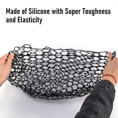 Alwonder Fishing Nets Silicone Replacement Netting, Clear Black Fly Ice Fishing Net Landing Kayak Nets Without Handle for Freshwater Saltwater Foldable Soft Flexible Trout Net Silicone Mesh - color: Black, size: 5025