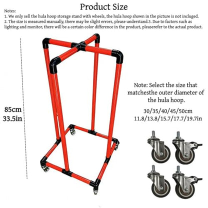 Simple PVC Hula Hoop Holder with Wheels, Outdoor Hoop Stand, Space-Saving Equipment Holder for Home, Gym, No Hula Hoop - color: 11.8in