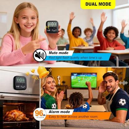 Antonki 2 Pack Digital Timer for Kids Classroom Kitchen Timers for Cooking - color: Rich Black *2