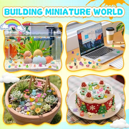 Tardigrade 200pcs Luminous Mini Resin Animals, Tiny Mini Animal Figures to Hide, Miniature Figurines Glow in The Dark Variety Micro Landscape for Potted Plants Garden Aquariums Dollhouse Gift Package
