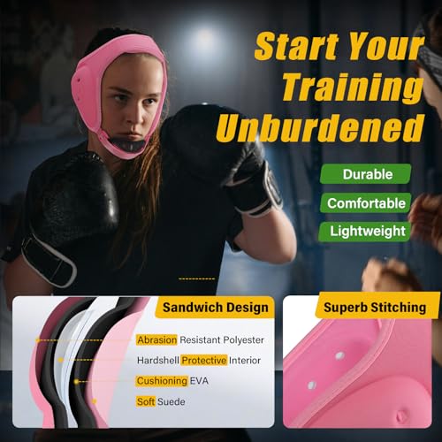 Trymaker Wrestling Headgear, Youth Wrestling Head Gear with Chin Cup | Two Size, Sorf Ear Guard, Sandwich Layer Design, Lightweight, MMA, Jiu-Jitsu, BJJ - size: M (18 1/2" - 21 1/4"), style: Pink