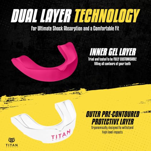Mouth Guard Boxing, Dual-Layer Boil & Bite Mouthguard, Adult - color: Pink, size: Junior Under 11