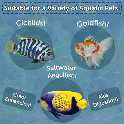 Brine Shrimp, Freeze Dried Floating Brine Cubes for Cichlids, Discus, Tetras, Goldfish, Bettas, Angel Fish, Marines, All Tropicals, Aquatic Turtles 2.45oz Canister