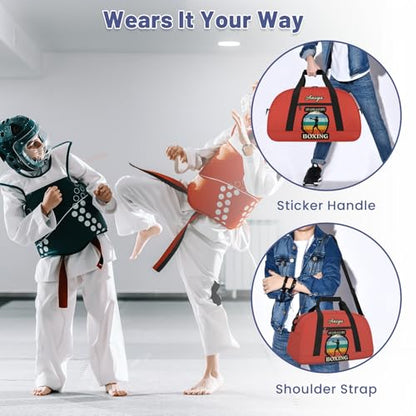 Custom Name Taekwondo Karate Duffle Bag for kids Girls - Personalized Martial Arts Gear Bag, Water-Resistant Sparring Equipment Bag, Who Loves Boxing Orange - color: Who Loves Boxing Orange