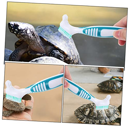 Turtle Shell Cleaning Brush Double-Head Compact Tool with Ergonomic Handle for Aquatic Turtle and Tortoise Care Removes Mud Dirt from Shell and Tank 6.29X1.96X0.59In - color: As Shown 1