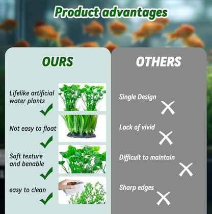 Large Plastic Aquarium Plants,2 Pcs Tall Fish Tank Plants Decor Artificial Seaweed Water Plant Ornament Freshwater and Saltwater Extra Large Aquarium Plant Decorations for Small Tanks