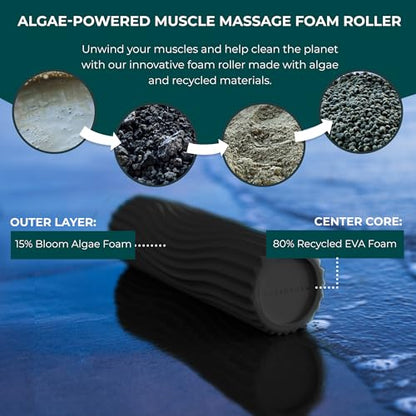 Oceanfoam Ripple Travel Foam Roller (11" x 3.35") Firm Mini Foam Roller for Physical Therapy, Deep Tissue Massage, Back Pain - High Density, Ergonomic Wave Textured, Yoga, Pilates, Exercise (Charcoal) - color: Charcoal