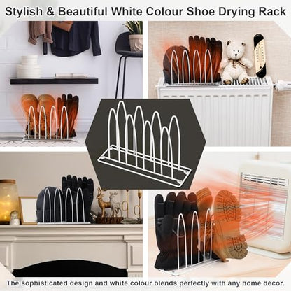 2 Pack Metal Shoe Drying Rack for Dryer, Shoe, Boot and Glove Rack, White