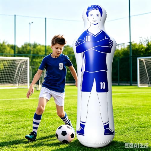 ZHUYNXIR Inflatable Soccer Dummy, Soccer Training Equipment, Inflatable Dummy Goalkeepr Air Mannequin Free Kick Wall Goalkeeper Defender Training for Children Adults - color: 160 dummy-blue