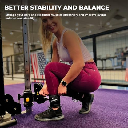 Adjustable Gym Ankle Straps for Cable Machines Women & Men, Glute Kickbacks - color: Black, size: Single