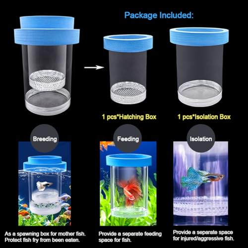 Floating Fish Breeding Isolation Box for Aquarium Tank Plastic Mesh Hatchery Incubator Breeder Box for Baby Fish Betta Shrimp Clownfish Guppy (Yellow, Medium) - color: Yellow
