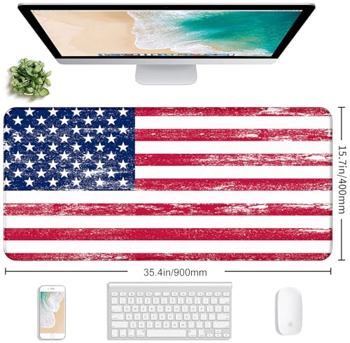 American Flag XXL Large Mouse Pad, Gaming and Home Stitching Side Table Mat | The Surface Of The Mouse Pad Is Designed With Fiber Woven Material, And The Base Is Made Of Natural Anti Slip Rubber. - color: American Flag