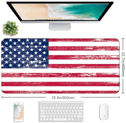 American Flag XXL Large Mouse Pad, Gaming and Home Stitching Side Table Mat | The Surface Of The Mouse Pad Is Designed With Fiber Woven Material, And The Base Is Made Of Natural Anti Slip Rubber. - color: American Flag