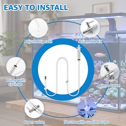 Drip Acclimation Kit for Saltwater and Freshwater Aquariums, Fish Tanks, Adjustable Precision Slow Drip System to Reduce Stress Safe Transition Adjust for Shrimp, Coral, and New Fish (2 Set)