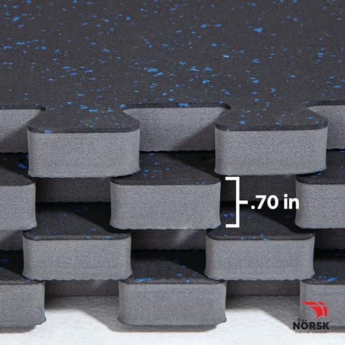Norsk Rubber-Tec Gym Floor Tiles, Black/White Flecks, 4-Pack