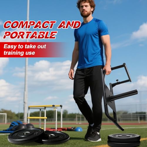 GADFISH Workout Fitness Sled, Weighted Sleds Push Gym Equipment for Adults & Kids, Compatible with 1" & 2" Weight Plates, Multi-Purpose Sled for Outdoor or Home Fitness Training - size: Medium-Sized