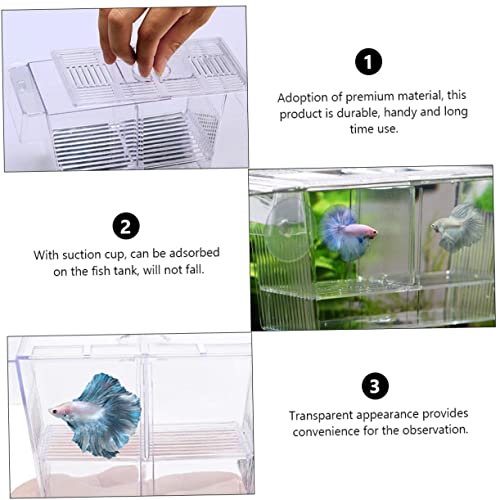 BESPORTBLE Transparent Fish Breeding Box Dual Layer Incubation Container for Fry Durable Aquarium Isolation Box with Suction Cup Design for Young Fish Care Large