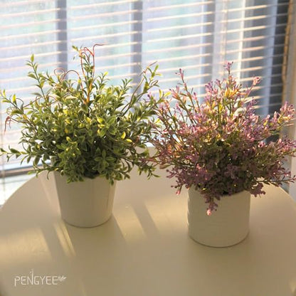3 Pack Small Fake Plants in White Pulp Pot | Artificial Plants Indoor, for Home House Bathroom Kitchen Office Shelf Table Room Decor, Easy to Clean, Lifelike Appearance - style: Harb