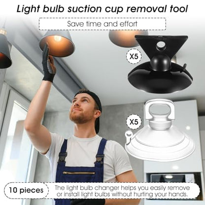 10 Pcs Light Bulb Changer Suction Cup Removal Tool - Easy To Use - Suction Cup Light Bulb Changer,Included 2 Sizes for Mr16 Gu10 Bulbs - Ideal for Halogen, Mini Track Lights and Range Hood