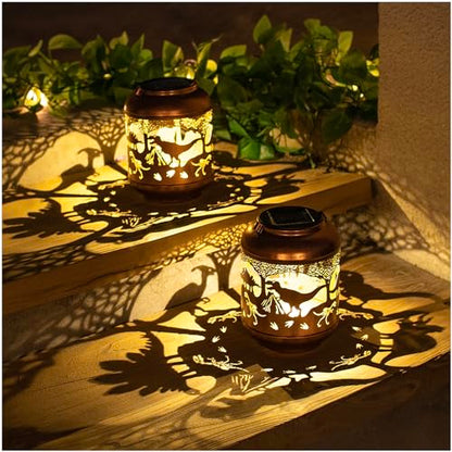 Dinosaur Solar Lanterns Outdoor Waterproof,Hanging Solar Lights Dinosaur Gifts for Women Men Metal LED Decorative Light for Yard,Patio,Lawn,Tabletop,Pathway,Landscape,Garden Decor - style: Dinosaur