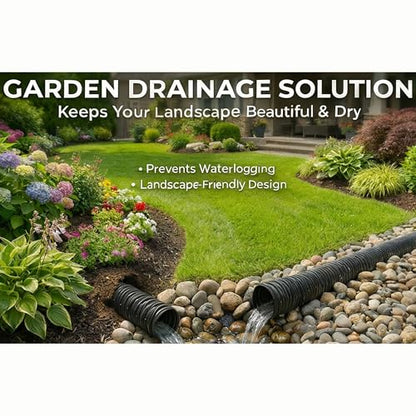 Corrugated Pond Tubing - Flexible, Kinkproof, Reinforced PVC Hose for Water Gardens, Pumps, Waterfalls & Aquaculture (20 Feet Black, 1.0 Inch)
