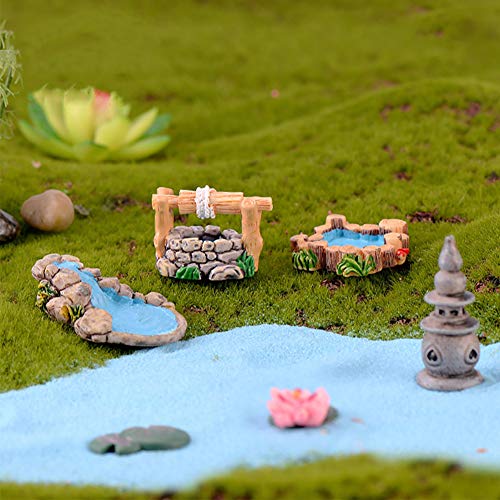 8 Pcs Mini Lighthouse Water Well Bridge Figurines Miniature Gardening Pool Lawn Running Water Terrarium Stone Bridge Figurine Micro Landscape Indoors Outdoors Decorative Accessory