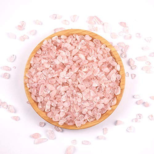1 Lb/460g Natural Pink Quartz Crystal Stones Irregular Aquarium Pebbles Rock Sands for Turtle Tank/Succulent Plants/Vase Decoration (Fill 1 Cup)