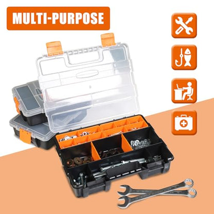 Torin AG421B Hardware & Parts Organizers: 4 Piece Versatile And Durable Storage Toolbox for Bolts, Screws, Nails, Nuts and Small Hardware, Black/Orange - style: 4 Piece Plastic Storage toolbox