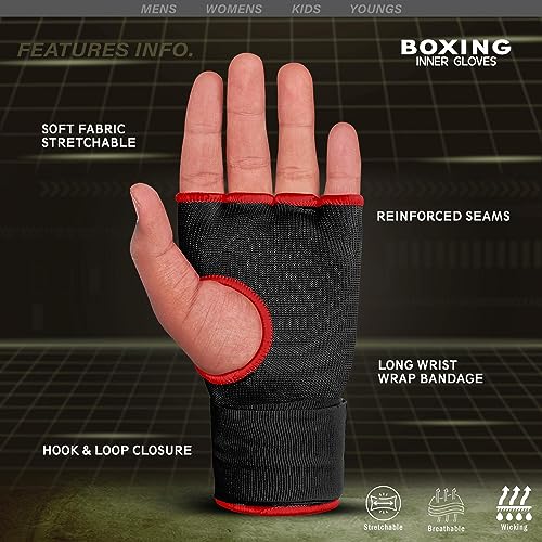FARABI Kids Hybrid Boxing Inner Gloves Punching Boxing Gloves - color: Black