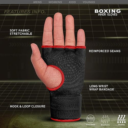 FARABI Kids Hybrid Boxing Inner Gloves Punching Boxing Gloves - color: Black