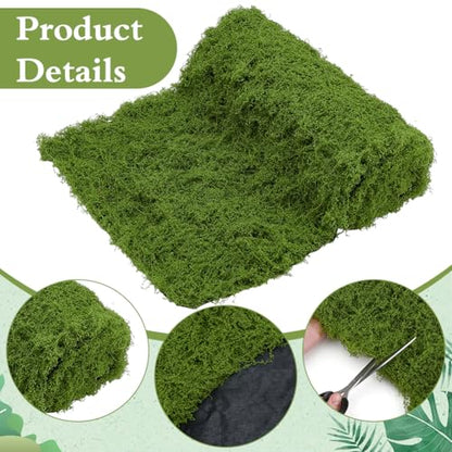 Artificial Moss Mat 19.7 * 78.7inches Green Moss Table Runner Fake Mossy Sheet Roll Waterproof Grass Carpet Blanket Christmas Fake Mossy Table Runner for DIY Fairy Garden Floral Wedding Decor
