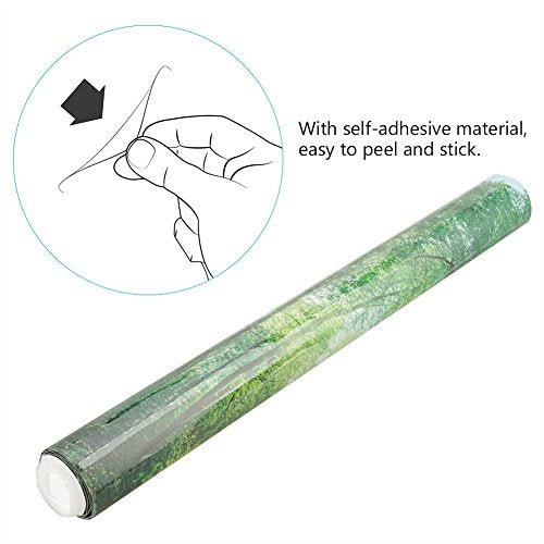 FILFEEL Aquarium Decor Background 3D Effect Fish Poster PVC Adhesive Decor Sticker Paper Cling Decals Sunshine and Forest (122 x 50cm)