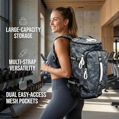 SDTAME Gym Duffel Backpack with Shoe Pocket & Laptop Sleeve - color: Silver