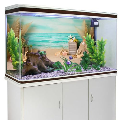 AWERT 36x18 inches Sea Beach Aquarium Background Seaside Beach Aquatic Plants Stone Shells Starfish Fish Tank Background Polyester Terrarium Background - size: 36x18in/90x45cm