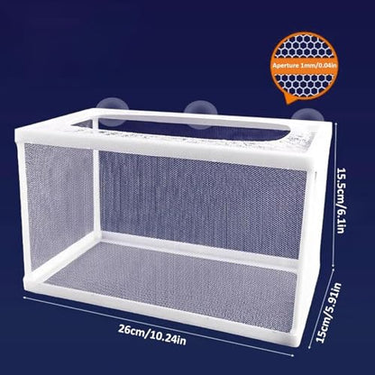 Aquarium Breeding Box - Mesh Box Fish Breeding Tanks, Aquarium Breeder Box, Fish Fry Hatchery, Juvenile Separation Net with Suction Cups, Nursery for Guppy Shrimp