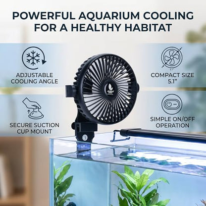 Aquarium Chiller, Adjustable Wind Direction Aquarium Fan Fish Tank Aquarium Cooling Fan with USB Cable for Fish Tanks and Aquatic Environments(13cm Diameter)