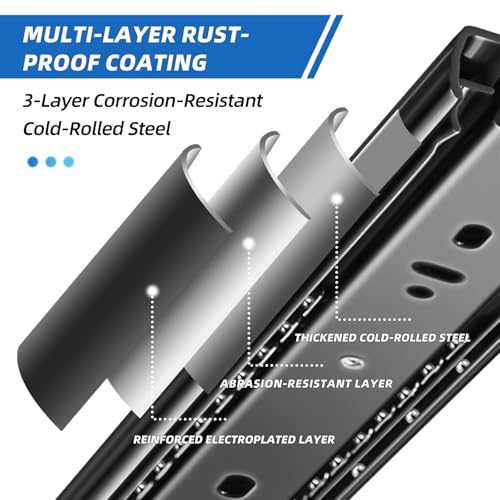 Drawer Slides 1 Pair Full Extension 10 12 14 16 18 20 22 24 inch Side Mount Rails Dresser Cabinet Bracket Replacement Ball Bearing Tracks Guide Metal Runner 100 LB (Basic-1 Pair, 12 Inch) - size: 12 Inch, style: Basic-1 pair