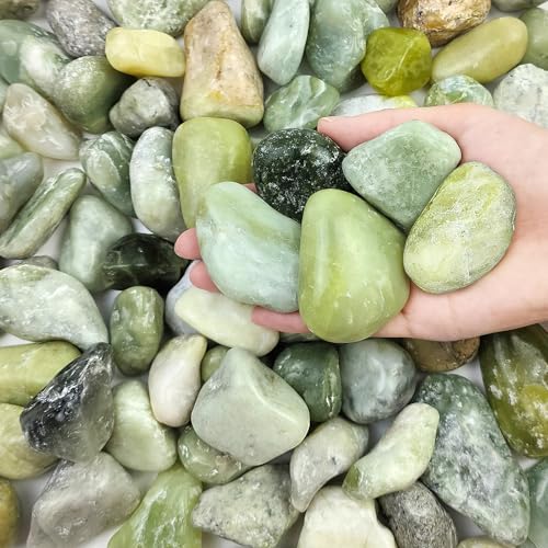20 lbs River Rocks for Landscaping, 2-3 Inch Large Decorative Pebbles for Plants Indoor, Vases, Backyard, Crafting and Garden - color: Jade, size: 20 lbs, 2-3 Inch