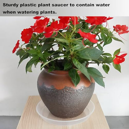 20 Pack Plant Saucer Tray (6 8 10 12 inch), Plant Saucers for Indoors Outdoor, Plastic Heavy Duty Drainage Drip Water Trays for Planter Pots Flower, Clear Pot Saucers Trays for Plants