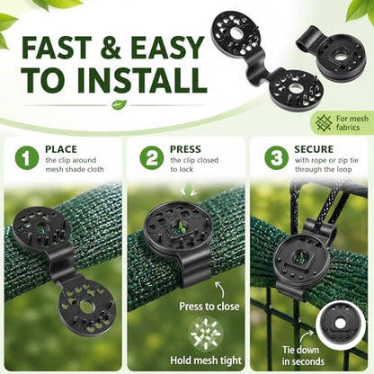 Frienda 30 Pcs Black Round Shade Cloth Plastic Clips Reusable Heavy Duty Sunshade Fabric Net Clips Attachment and Placement for Sun Shade Net Anti Bird Garden Waterproof Netting Accessories - color: Black
