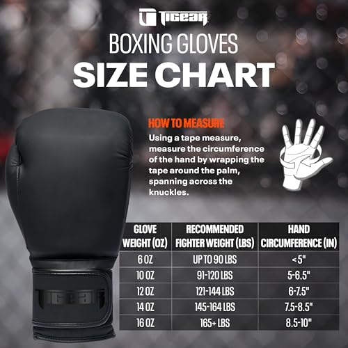 Tigear Prime 2.0 Pro Boxing Gloves – Training Boxing Gloves Men, Women, Kids, Adult, Kids, Durable Engineered Leather Gloves for Muay Thai, MMA, Kickboxing & Heavy Bag | 6 10 12 14 16 Oz - size: 6 oz