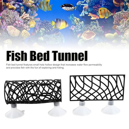 Zunate Fish Resting Bed Tunnel, Betta Tunnel Swim Tube Easy to Install with Suction Cups for All Fish, Home Fish Accessories Decorations (Black)