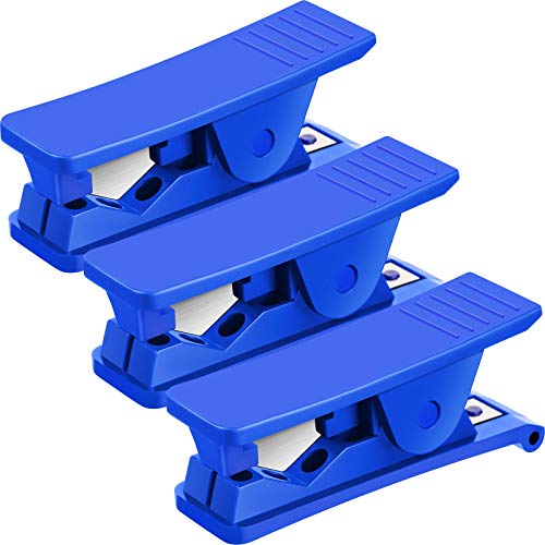 3 Pieces PTFE Plastic Tubing Cutter Hose Tube Cutter Pipe Accurate Tube Cutting Tool for Nylon PVC PU Tubing and Hose Cut up to 3/4 Inch OD (Blue) - color: Blue